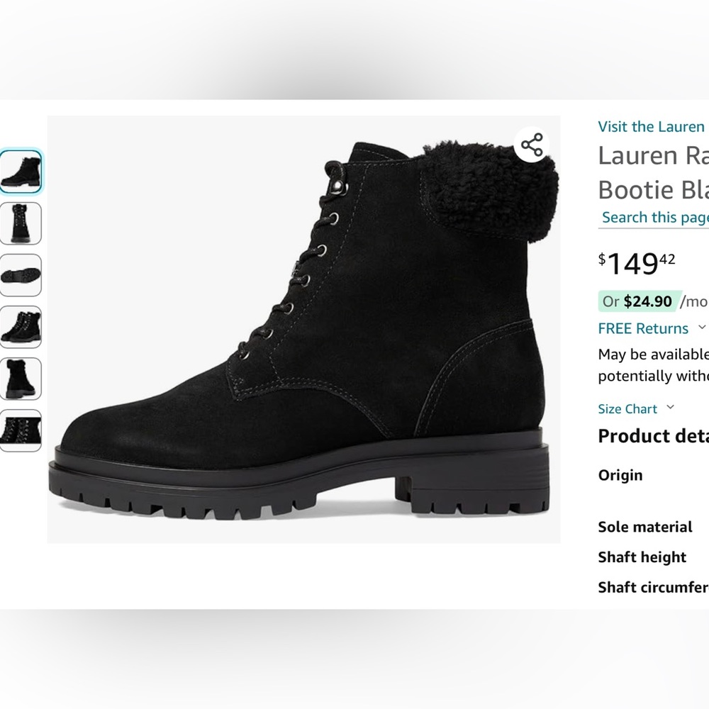 Ralph Lauren Carlee Bootie.            New without box